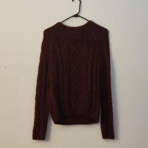 H&M LOGG Burgundy Cable Knit Sweater
